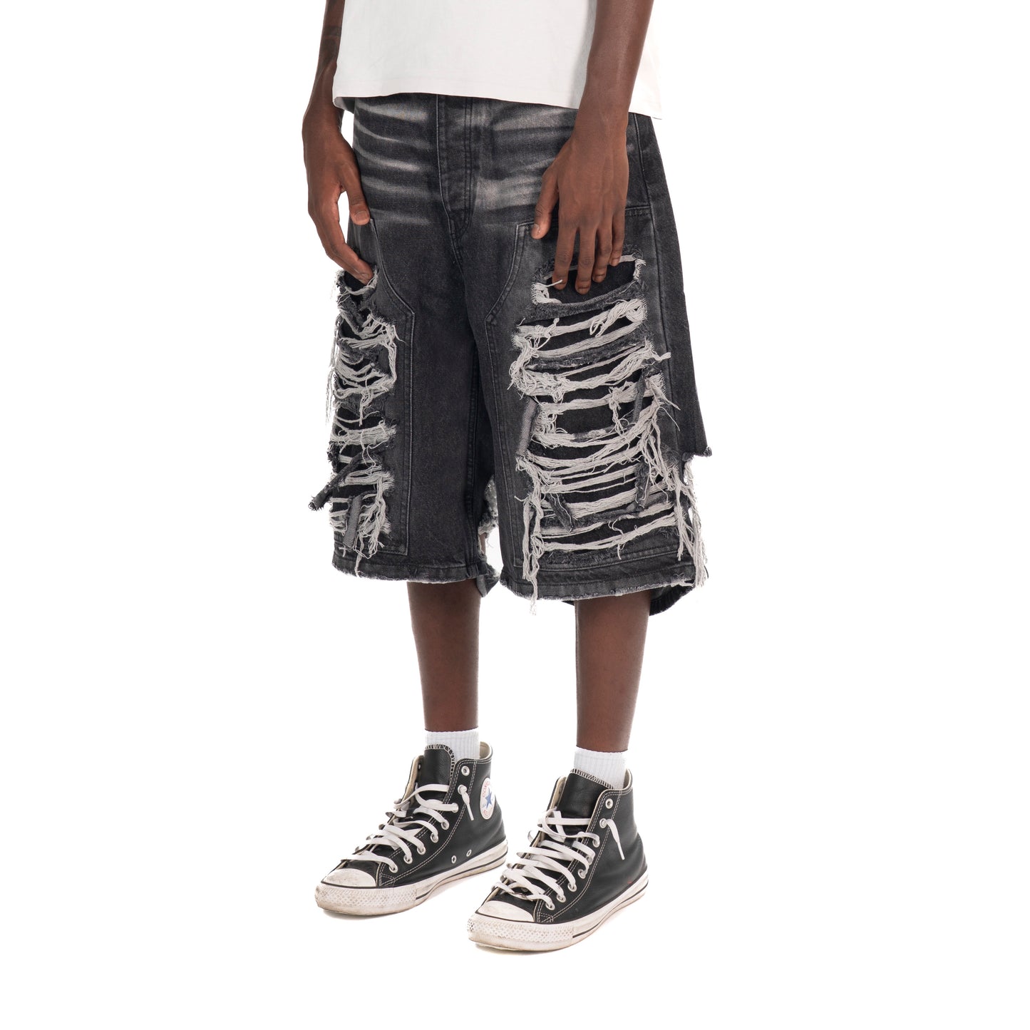 Destroyed Carpenter Jorts Black
