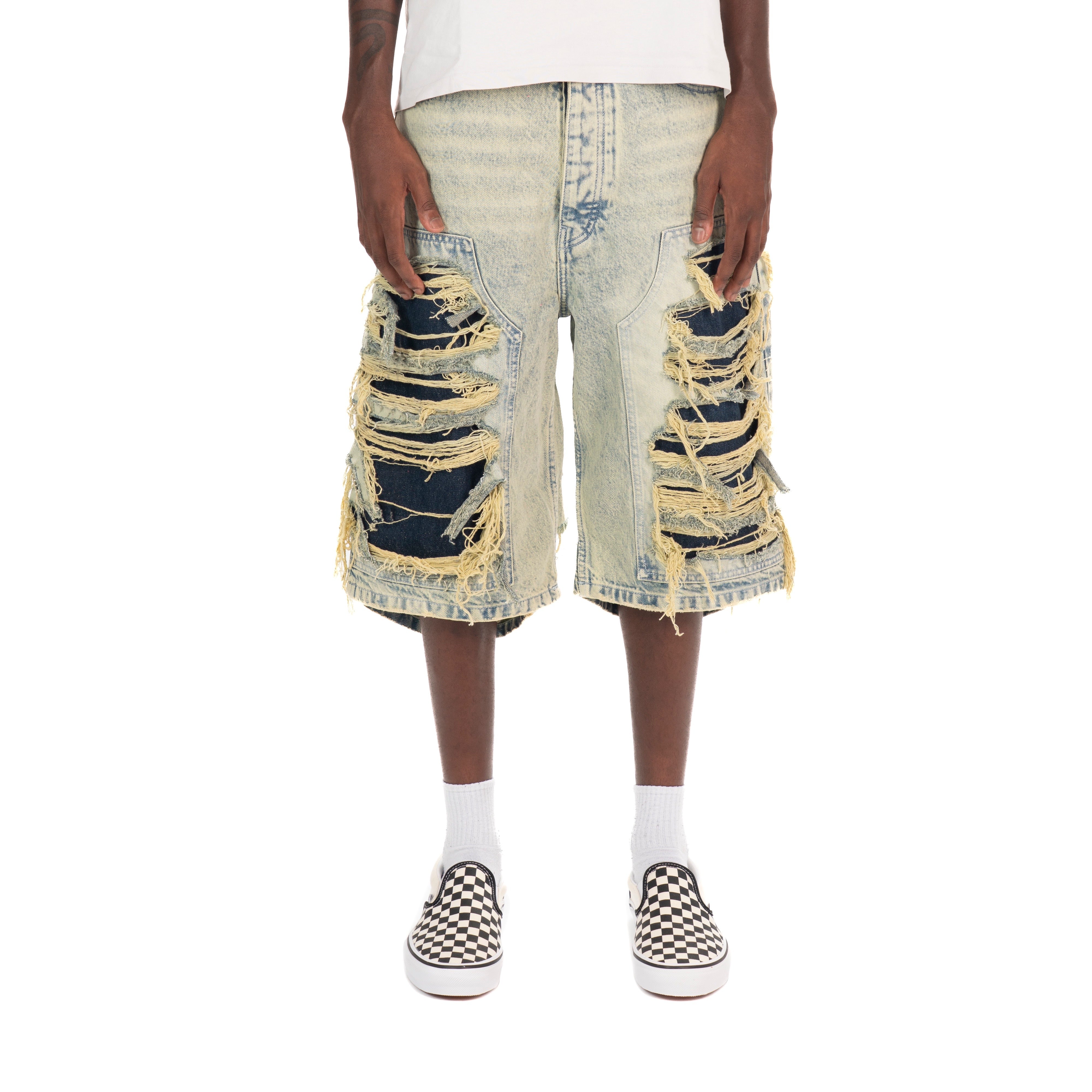 Destroyed Carpenter Jorts Blue – 3ap4