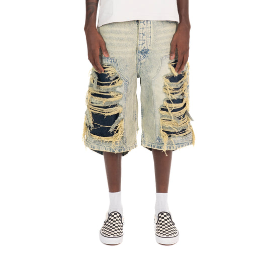 Destroyed Carpenter Jorts Blue